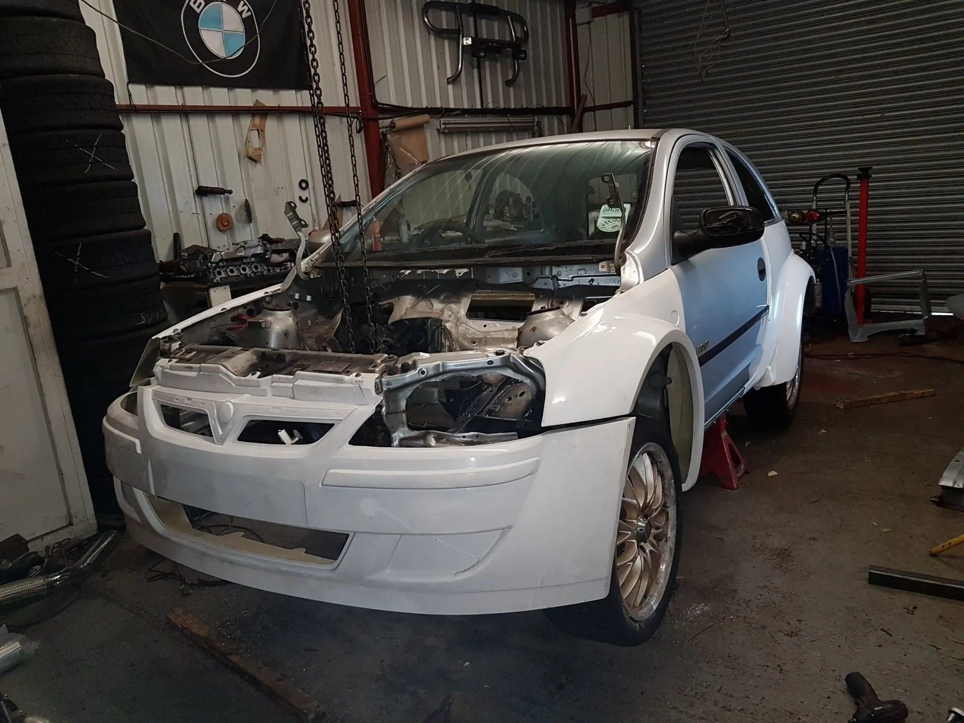Vauxhall Corsa track build stripped and prepped in the workshop