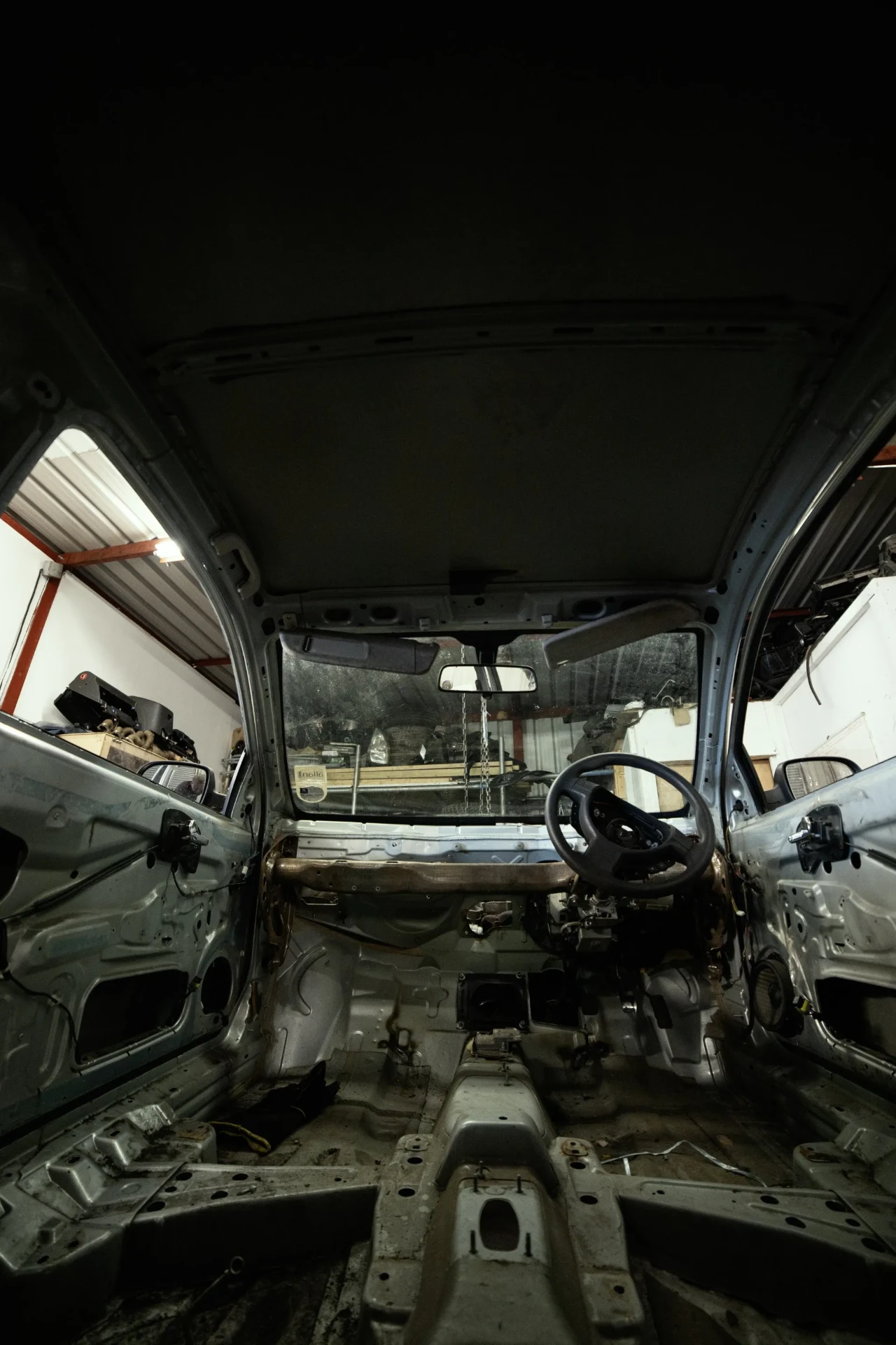 Interior shell view during rebuild